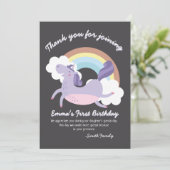 Carte De Remerciements Noir avec Rainbow Unicorn | Anniversaire (Debout devant)