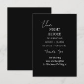 Carte De Remerciements Noir & Blanc Classique La Nuit Avant Le Mariage (Devant / Derrière)