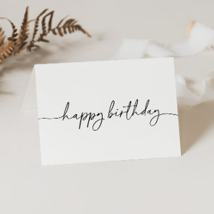 Carte De Remerciements Noir Blanc Classique Plié Joyeux Anniversaire