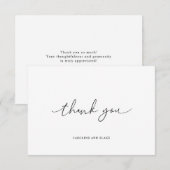 Carte de remerciements noir blanc de style moderne (Devant / Derrière)
