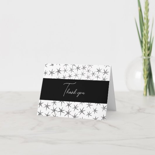 Carte de remerciements noir blanc étoile (Devant)
