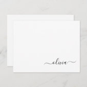 Carte De Remerciements Noir Blanc moderne Script Girl Monogramme Nom (Devant / Derrière)