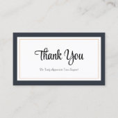 Carte de remerciements Noir Blanc Or (Devant)