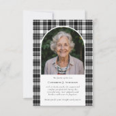 Carte De Remerciements Noir blanc Plaid Sympathy Photo Funérailles (Devant)