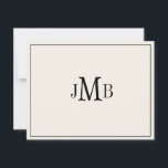 Carte De Remerciements Noir classique & Ecru Monogrammé plat<br><div class="desc">Classic,  élégant,  professionnel Lettres Gras monogrammed plat carte de remerciements. parfait pour la correspondance d'affaires. Il s'agit de cartes à billets plats. Si vous voulez les cartes pliées,  allez au bas de la page où il est dit "Transférer cette conception" et sélectionnez cartes de remerciements pliées.</div>