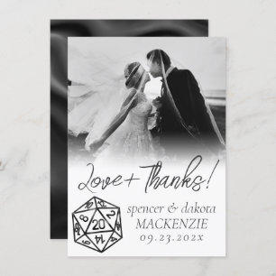 Carte De Remerciements Noir D20 Crit   Tabletop Gamer Dice Mariage photo
