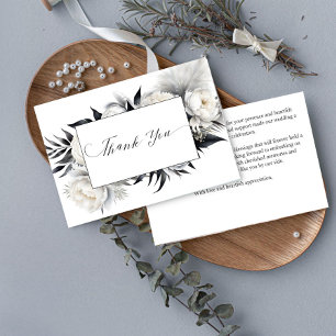 Carte De Remerciements Noir et blanc Boho élégant mariage