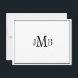 Carte De Remerciements Noir et blanc classique Monogramme plat<br><div class="desc">Classic,  élégant,  professionnel Lettres Gras monogrammed plat carte de remerciements. parfait pour la correspondance d'affaires. Il s'agit de cartes à billets plats. Si vous voulez les cartes pliées,  allez au bas de la page où il est dit "Transférer cette conception" et sélectionnez cartes de remerciements pliées.</div>