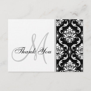 Carte de remerciements noir et blanc de mariage
