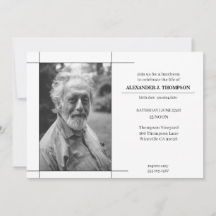 Carte De Remerciements Noir et blanc modernes célébrant l'enterrement de