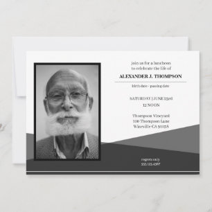 Carte De Remerciements Noir et blanc modernes célébrant l'enterrement de