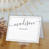 Carte De Remerciements Noir et blanc Nom personnalisé Signature du script