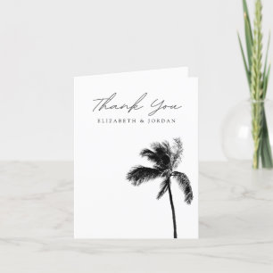Carte de remerciements noir et blanc Palm Tree