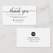 Carte de remerciements noir et blanc pour l'emball (Devant / Derrière)