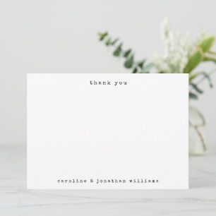 Carte De Remerciements Noir et blanc rétro Machine à écrire Mariage perso