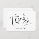 Carte De Remerciements Noir et blanc Simple Modernisation Calligraphie (Devant / Derrière)