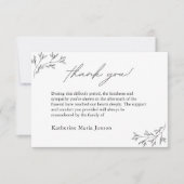 Carte De Remerciements Noir et blanc Simple Script Sympathy Funérailles (Devant)