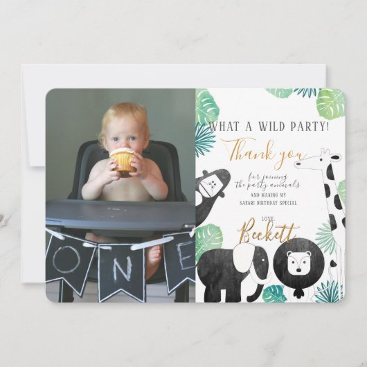 Carte de remerciements noir et vert de safari de (Devant)
