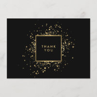 Carte de remerciements Noir Faux Or Scatted Confet
