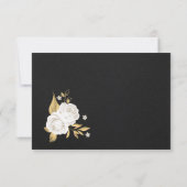carte de remerciements noir floral or blanc (Dos)
