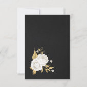 carte de remerciements noir floral or blanc (Dos)