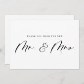 Carte De Remerciements Noir M. et Mme Calligraphy Mariage des jeunes mari (Devant / Derrière)