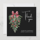 Carte De Remerciements Noir Noël Rouge Vert hiver Mariage de fête (Devant)