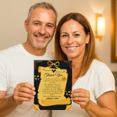 Carte De Remerciements Noir & Or Old Scroll 50e Anniversaire de Mariage