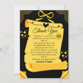 Carte De Remerciements Noir & Or Old Scroll 50e Anniversaire de Mariage (Devant)