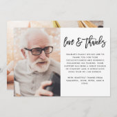 Carte De Remerciements Noir photo moderne 2 photo - Script manuscrit funé (Devant / Derrière)