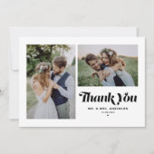 Carte De Remerciements Noir Retro Calligraphie Deux Mariage photo (Devant)