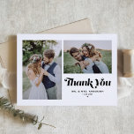 Carte De Remerciements Noir Retro Calligraphie Deux Mariage photo<br><div class="desc">Express votre gratitude dans le style avec notre carte de remerciements de mariage photo personnalisable, avec la calligraphie rétro et un charmant collage de deux photos. Parfait pour commémorer votre journée spéciale, ce carte de remerciements vous permet de présenter vos moments préférés tout en exprimant nos remerciements sincères à vos...</div>