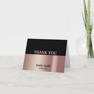 Carte De Remerciements Noir & Rose Gold Artiste maquillage moderne