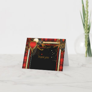 Carte De Remerciements Noir rouge Noël et Mariage or