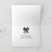 Carte De Remerciements Noir Ruban Coquette Mariage (Intérieur)