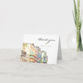 Carte De Remerciements NOLA Aquarelle Nouvelle-Orléans Mariage Bourbon St (Devant)