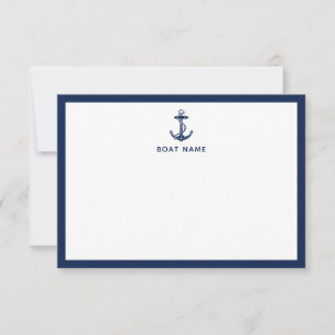 Carte De Remerciements Nom de bateau personnalisé Ancre Naudique