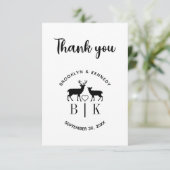 Carte De Remerciements Nom de couple Deer Monogram Mariage campagnard rus (Debout devant)