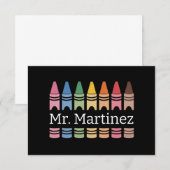 Carte De Remerciements Nom de l'enseignant Crayon personnalisé Cute Back  (Devant / Derrière)
