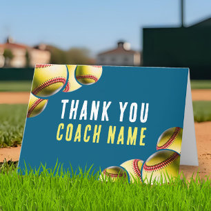 Carte De Remerciements Nom de l'entraîneur de softball