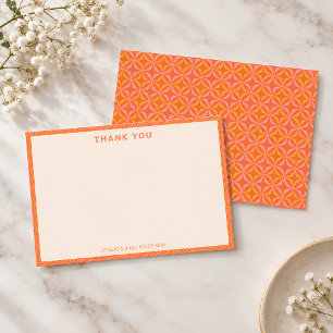 Carte De Remerciements Nom de mariage personnalisé rose orange moderne du