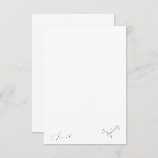 Carte De Remerciements Nom de script Feuille tiré à la main simple (Devant / Derrière)