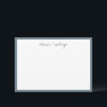 Carte De Remerciements Nom de script personnalisé de bordure bleue brumeu<br><div class="desc">Carte de remerciement avec nom de script personnalisé de bordure bleue brumeuse sombre minimaliste</div>