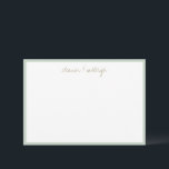 Carte De Remerciements Nom de script personnalisé de bordure de sauge de<br><div class="desc">Carte de remerciement de nom de script personnalisé de bordure de sauge de menthe minimaliste</div>