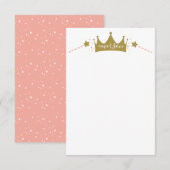 Carte De Remerciements Nom de script Rose et Or Princesse  (Devant / Derrière)