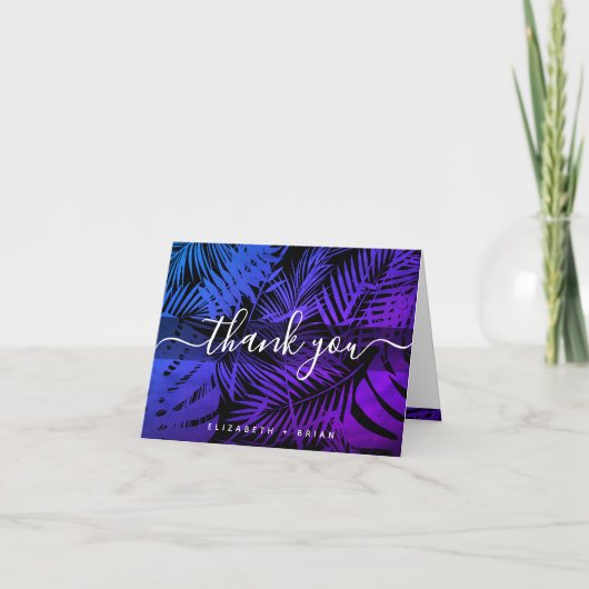 Carte De Remerciements Nom du script motif de feuille de palme tropicale  (Devant)