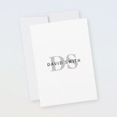 Carte De Remerciements Nom et monogramme modernes | Blanc noir et gris