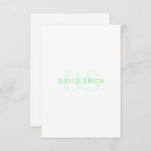 Carte De Remerciements Nom et monogramme modernes | Vert et blanc (Devant / Derrière)