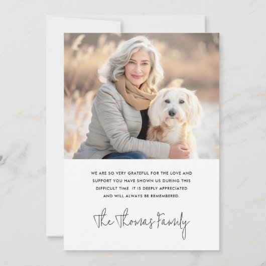 Carte De Remerciements Nom éternel dans nos coeurs photo funéraire sympat (Dos)