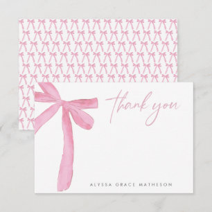 Carte De Remerciements Nom personnalisable Nœud rose mariage Enterrement 